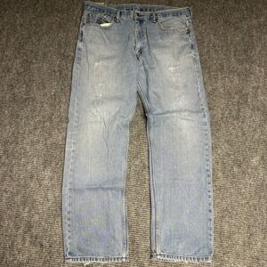 Levi's 505 Regular Fit Straight Leg Jeans Mens W38 L32 Light Wash Denim